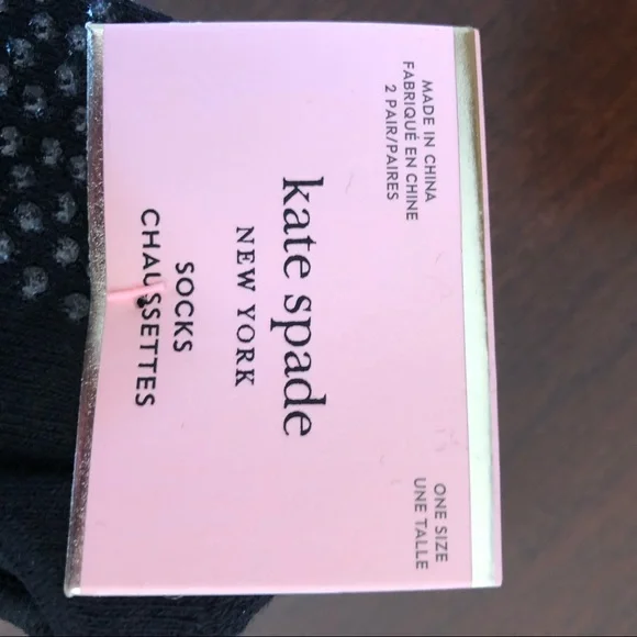 NWT Kate Spade 2 pair anti-slip grip no slow black barre socks - Picture 2 of 7